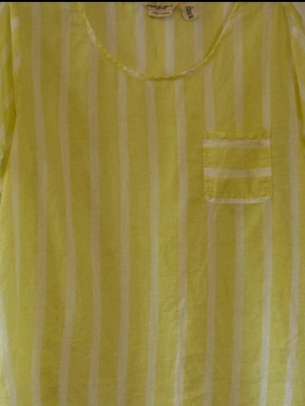 Christian Siriano Linen Top in Yellow and White Stripe